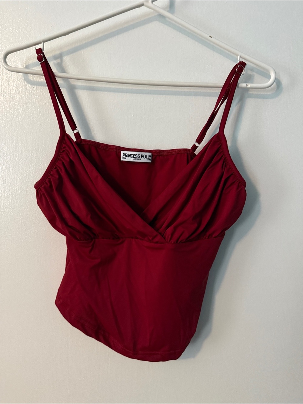 Princess Polly Burgundy Wrap Cami with Adjustable Straps